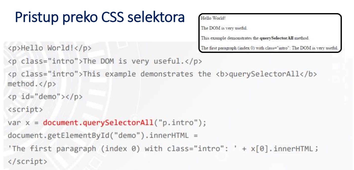 pristup preko CSS selektora