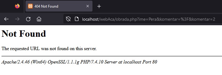 Odgovor na klik: Not Found