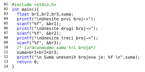 programski kod u slici - prvi primer