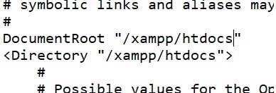 DocumentRoot "/xampp/htdocs"
<Directory "xampp/htdocs">