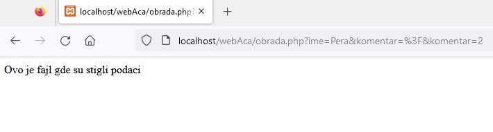  - slika nove stranice sa porukom -